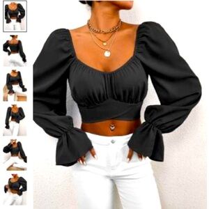 Black crop blouse